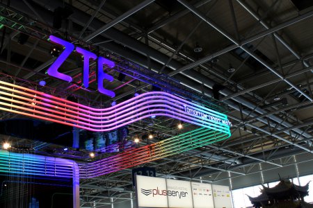 HANNOVER, GERMANY - MARCH 20: The stand of ZTE on March 20, 2015 at CEBIT computer expo, Hannover, Germany. CeBIT is the world's largest computer expo