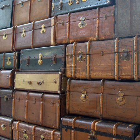 Conceptual picture of the wal of suitcases