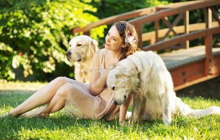 Attractive woman with two dogs