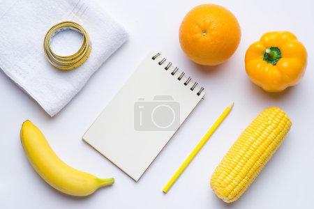 Yellow items. Fitness concept 
