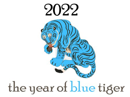 Chinese new year 2022 year of blue tiger vector illustration isolated on white. Year of water tiger.