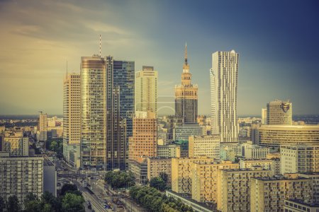 Warsaw financial center in late  afternoon, Poland