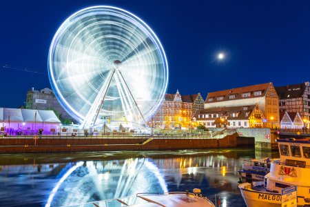 Ferris wheel in the city centre of Gdansk at night