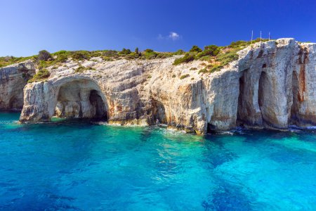 Blue caves at the cliff of Zakynthos island