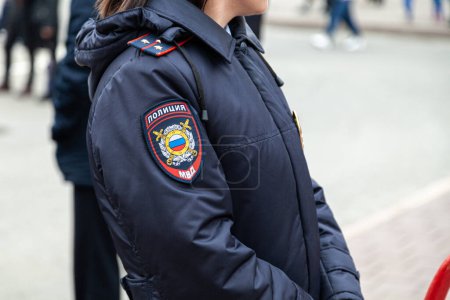 Russia Kemerovo 2019-05-10 Police employee in uniform patrolling public event