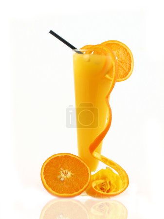 Healthy orange drink isolated on white background