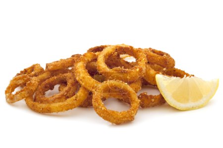 Fried Onion Rings Over White
