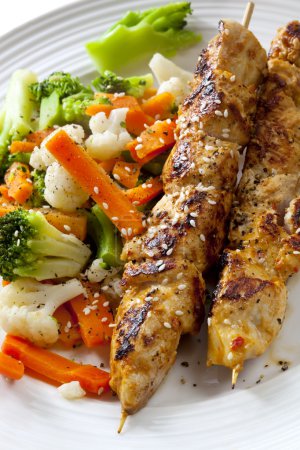 Chicken Skewers and Vegetables