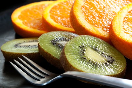 Sliced Orange and Kiwi Fruit