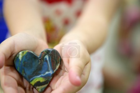 Plasticine brown and blue abstract heart