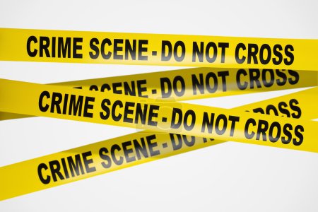 Yellow crime scene tape on white background