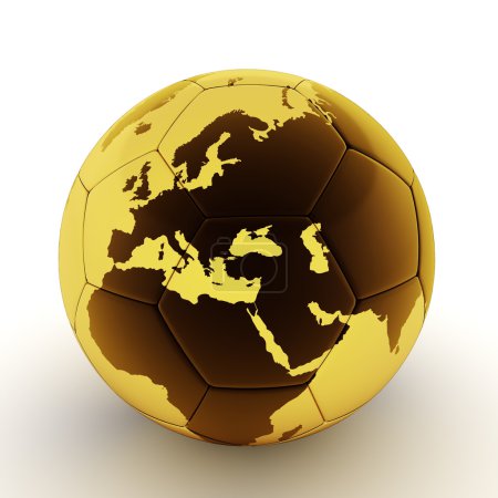 Gold soccer ball with world map
