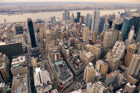 New York City Manhattan street aerial view