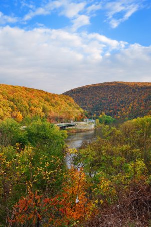 Delaware Water Gap panorama in Autumn