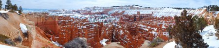 Bryce Canyon with snow in winter.