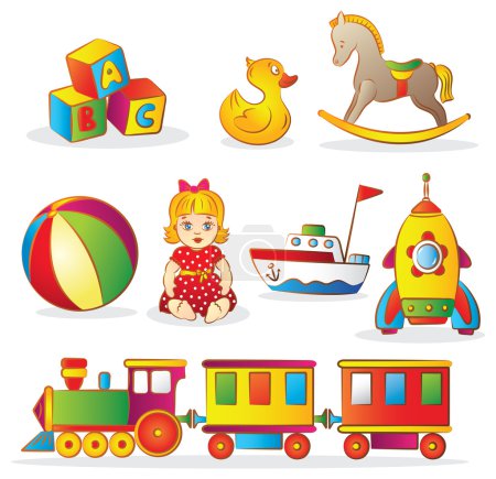 Set of colorful children's toys