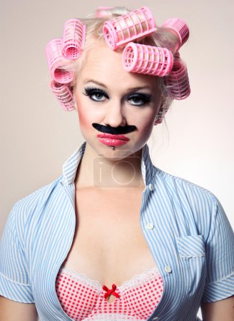 Girl with mustache