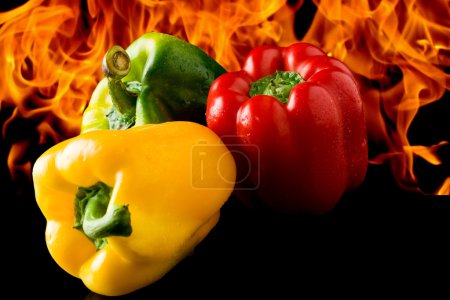 Pepper with fire background