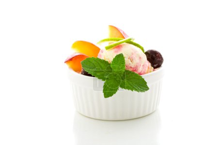 Ice Cream cup with fruits Isolated