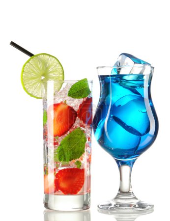 Strawberry mojito and Blue Curacao cocktails