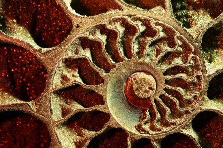 Ammonite red, macro