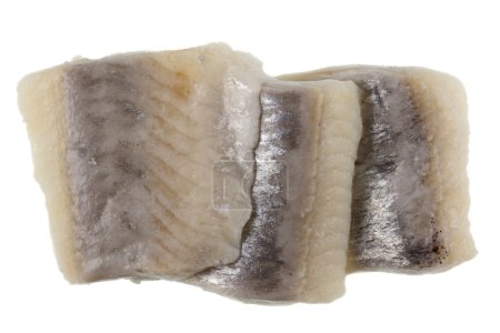 Three slices of marinated herring