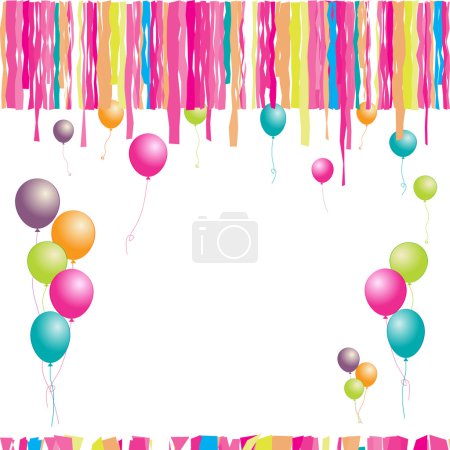 Happy birthday! Balloons and confetti. I