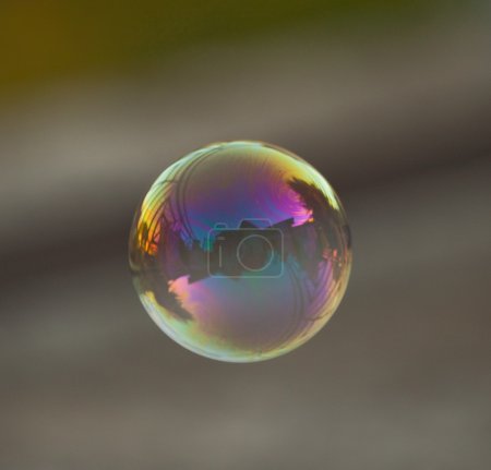 Floating soap bubble