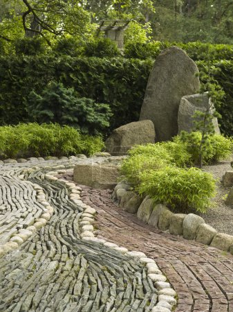 Stone decoration in japanese garden