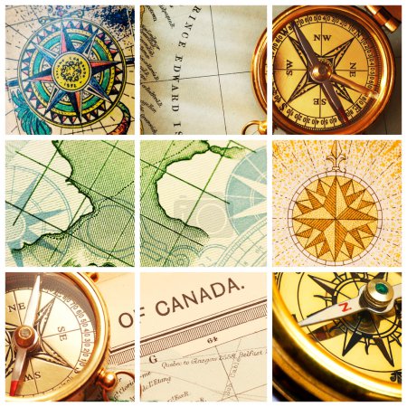 Compass and map collage