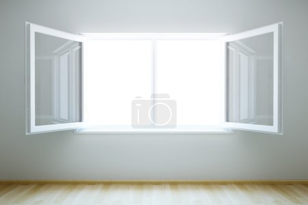 Empty new room with open window