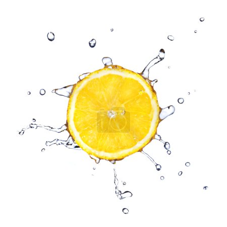 Slice of lemon with water drops