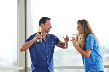 Happy couple with glasses of champagne