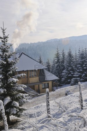 Winter house at early morning