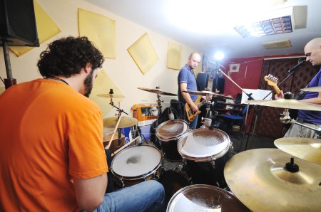 Music band have training in garage