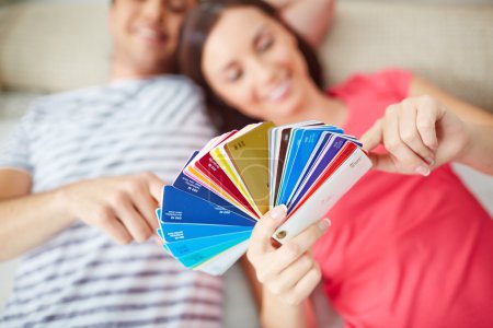 Couple looking at colorful palette