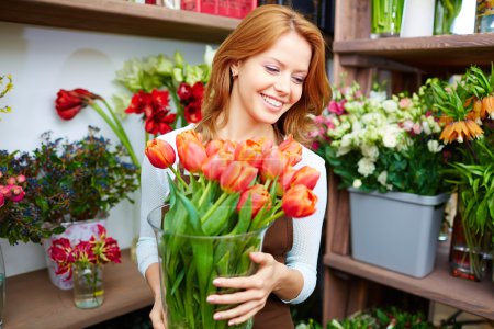 Florist with tulips