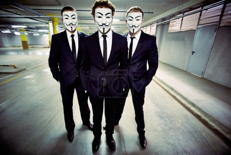 Anonymous masked businessmen