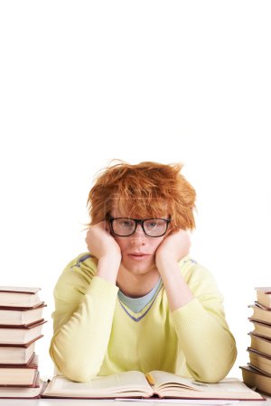 Redhead student in eyeglasses