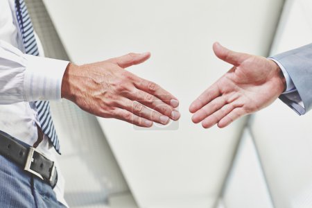 Business partners before handshake