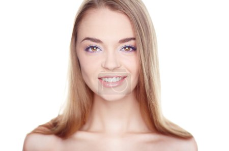 Smiling woman with makeup
