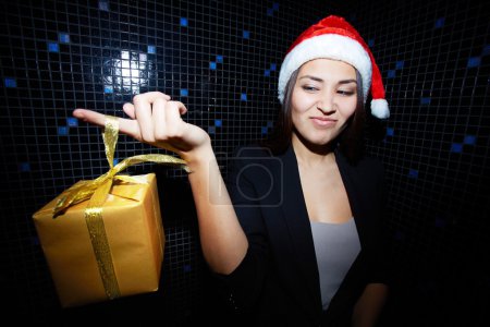 Woman in Santa cap