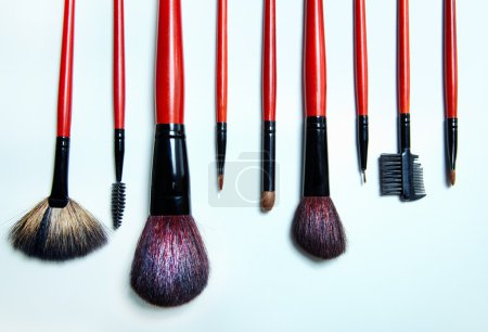 Collection of different cosmetic brushes for makeup