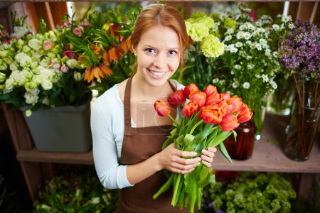 Florist with tulips