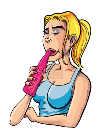 Cartoon teen drinking a alco pop