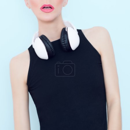 glamor sensual girl with headphones