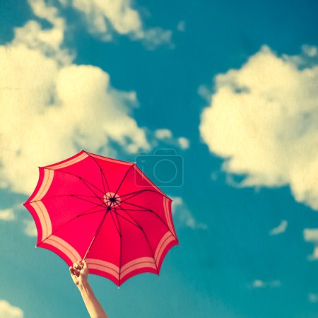 vintage umbrella in the blue sky