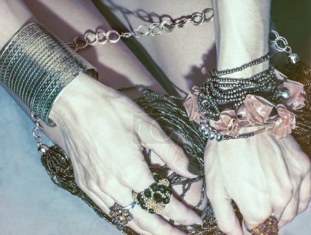hands in stylish jewelr