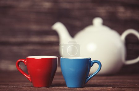 Teapot and two cup of tea.