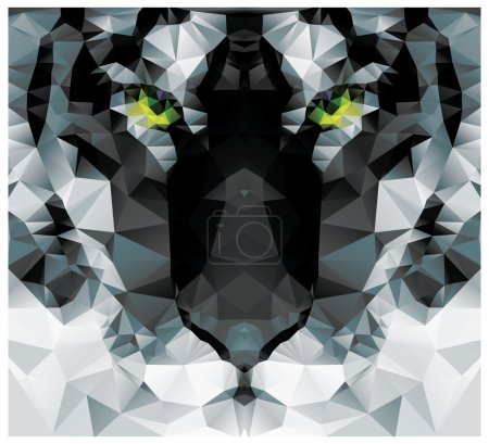 Geometric polygon white tiger head, triangle pattern design, vector illustration